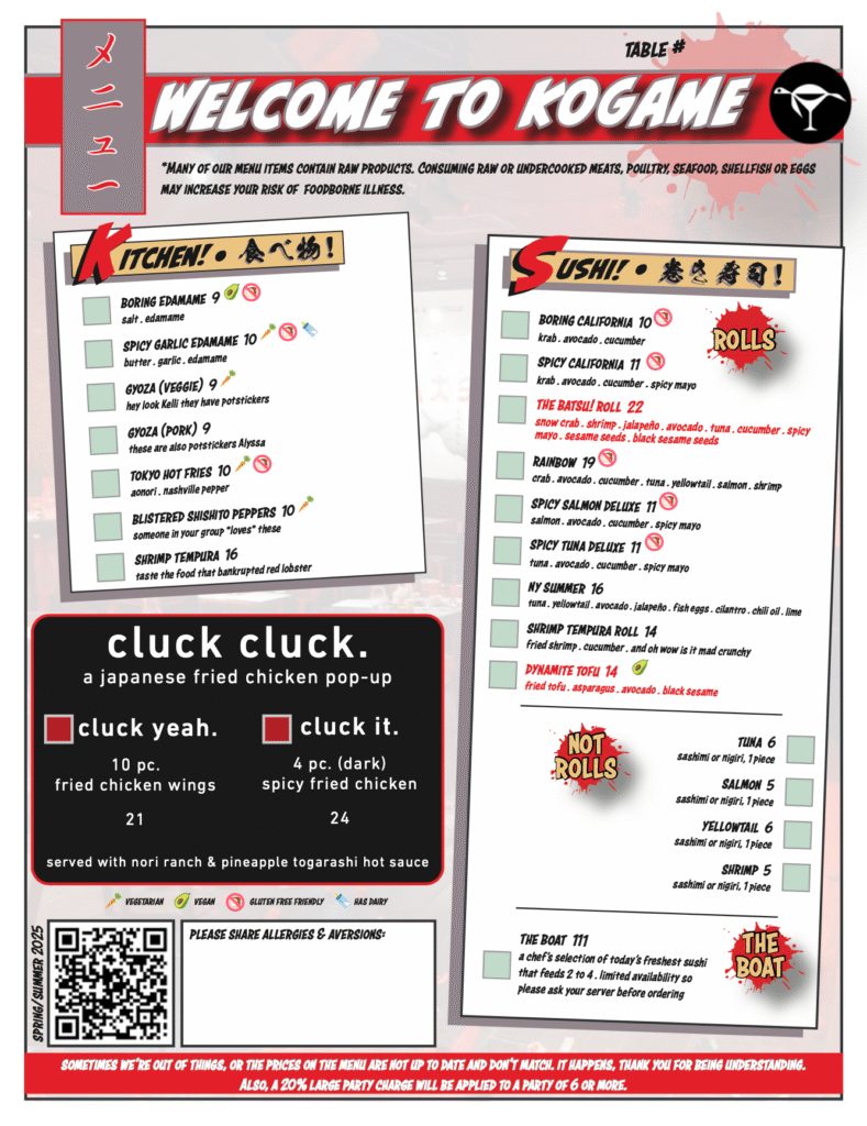 BATSU! NYC Food Menu